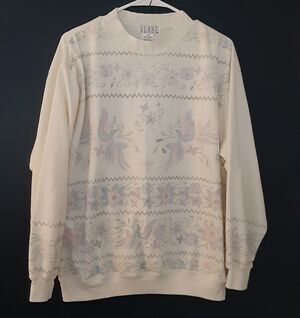 Vintage Blast Needlepoint Pattern Sweatshirt Pastels sz L Whimsical